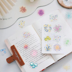 50PCS Transparent Watercolor Fireworks Sticker,Cute Colorful Burst Patterns Stic