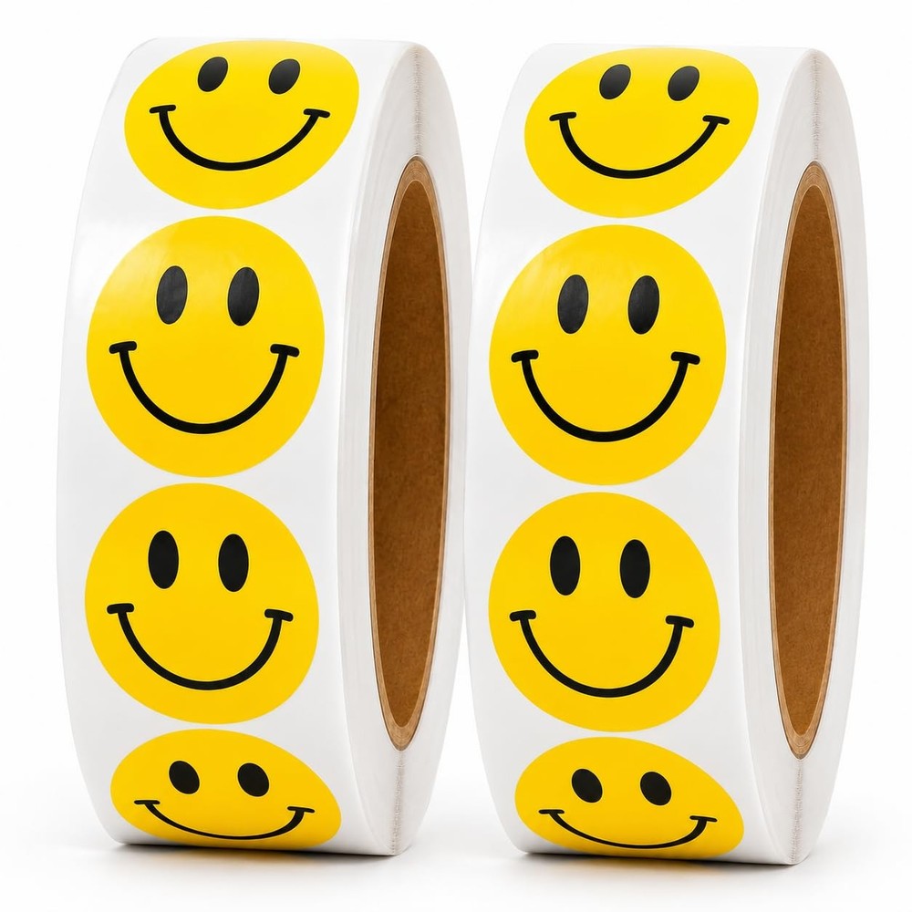1000PCS Yellow Smiley Face Stickers 1 Inch â€“ Bulk Happy Face Stickers for Cla