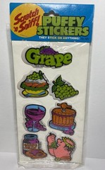 Vtg Puffy Scratch & Sniff Scented Sticker Pack Gordy International Grape Orange