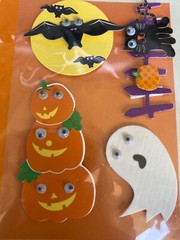 Halloween 3D Stickers Ghost Black Cat Pumpkin Bat Google Eyes Set of Two Sheets