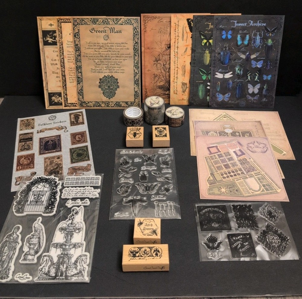 Cora Crea Scrapbook Stamps Washi Tape Paper Witchy Folklore Insects Junk Journal
