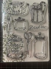 New Craft Consortium Clear Rubber Stamp Herbarium UTENSILS herbs free USA ship
