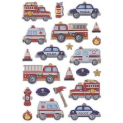 Large Emergency Vehicles Pop Up 3D Stickers Set – 22 Stickers