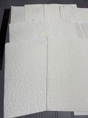 10 Assorted Vintage Textured White Wallpaper Samples / Remnants. Set 4.