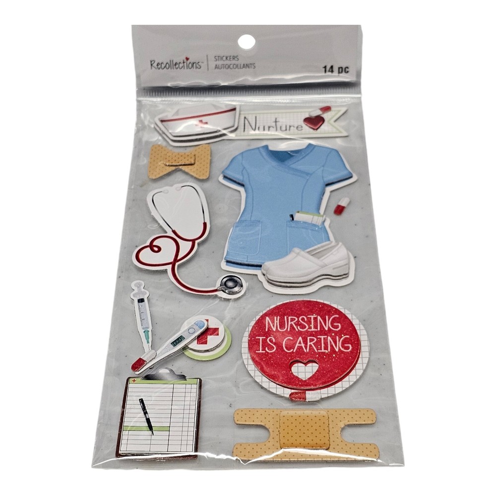 Recollections Stickers 14pc Nurse Nursing 3 Dimensional Scrapbook Stickers NEW