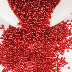 4000 pcs Red Color Glass Beads 2mm Silver Foil lined + Storage Box Jewelry