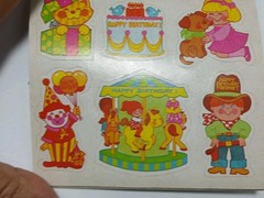 Eureka Vintage Happy Birthday Sticker Booklet Clown Cake Kitten Puppy