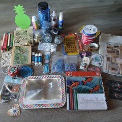 Craft Lot Crafting Supplies Water Color Pencils Glitter Stamps Embellishments