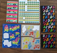 Vintage 80s/90s Lot of Musical Notes Stickers Prismatic Sparkly Faces Reward