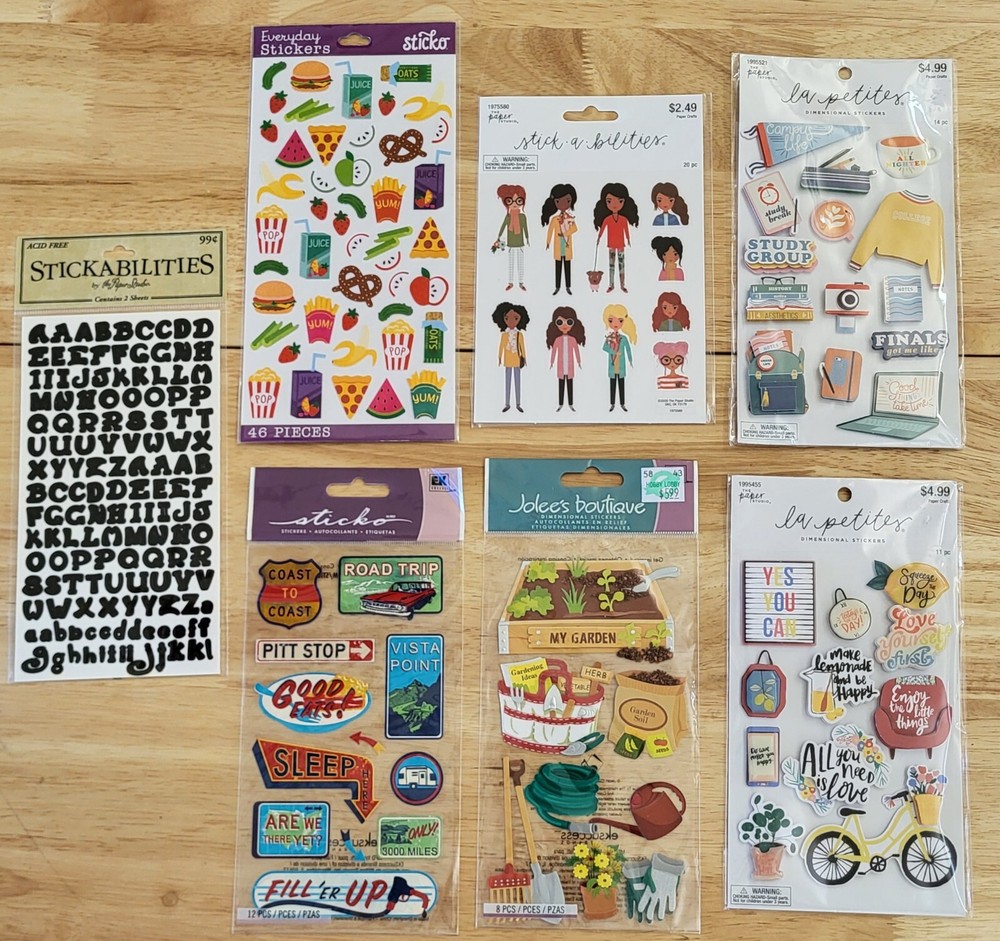 Lot Of 7 New Stickers for Scrapbooking & Crafts Gifts College Road Trip Summer