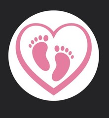 Pink Footprints Baby Shower ENVELOPE SEALS LABELS STICKERS 1.2″ ROUND Girl Boy