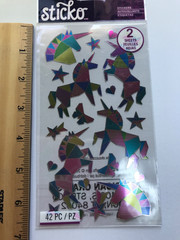 EK Success Sticko Lot Girlie Girl Scrapbook Stickers Unicorns Narwhals Bling Owl