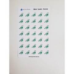 Mow Lawn Icon Stickers for Calendars and Planners | Kiss Cut, Matte Finish