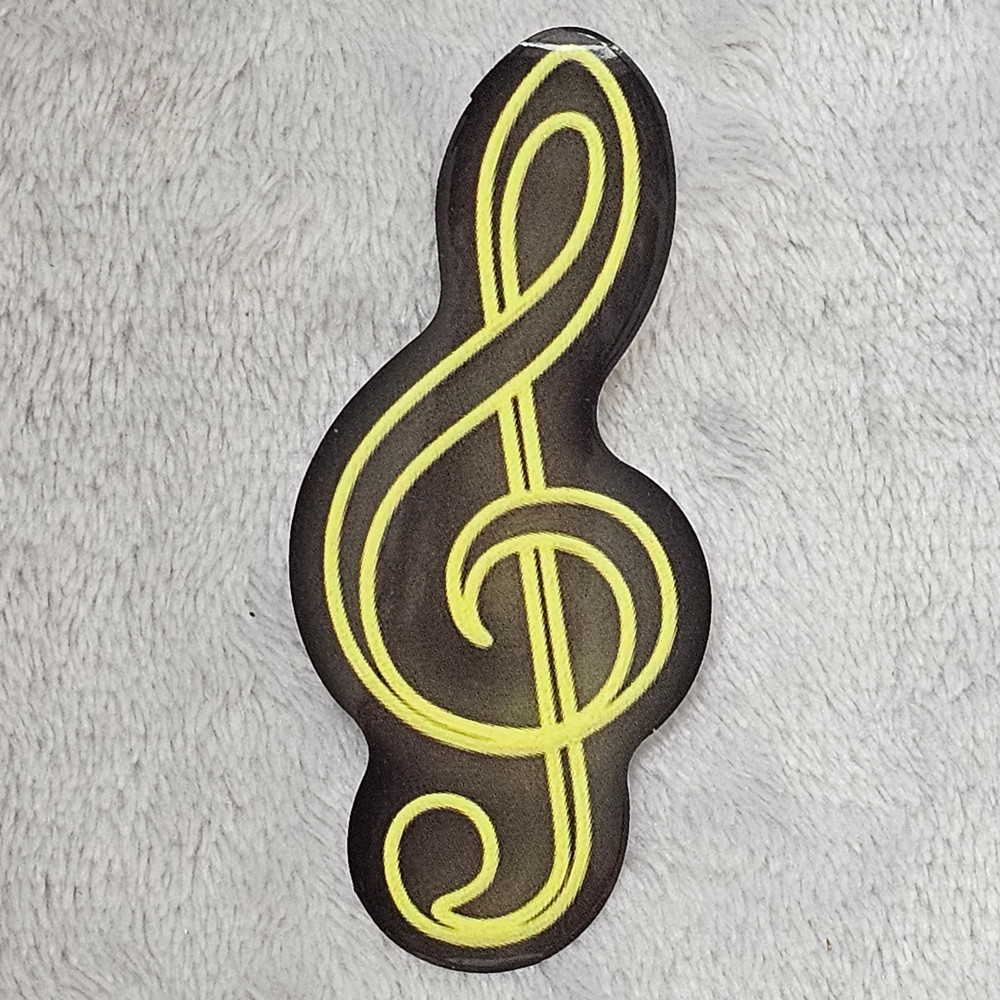 Neon Yellow Treble Clef Music Note Sticker Black Die Cut Decal Laptop Music