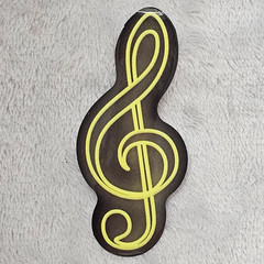 Neon Yellow Treble Clef Music Note Sticker Black Die Cut Decal Laptop Music