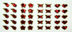 Gold Lined Red Gem Hearts Stars Butterflies Micro Sticker Sheets Set Of 2