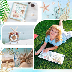 16 Sheets Ocean Boho Rub on Transfers Stickers Mixed Sea Life Rub on Transfers f