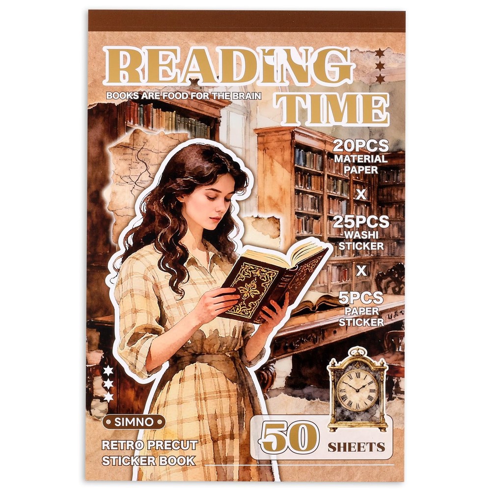 Auguro Reading Scrapbooking Stickers 400 Pre-Cut Washi Time