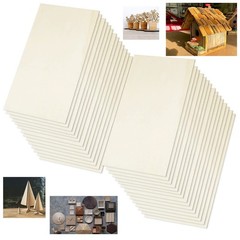 Rectangle Unfinished Wood Pieces 6 x 12 Inch, 25 Pcs Blank Basswood Sheets 1/…