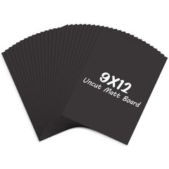 25 PCS 9×12 Inch Black Uncut Picture Mat Boards Backing Frames Photos Crafts