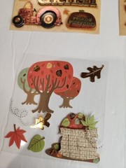 4 pk Scrapbooking Stickers Fall Autumn Pumpkin Leaves Scarecrow Tractor Horse