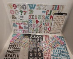 Lot of Alphabet, Letters & Number Stickers ~ 14 Sheets ~ Cardboard,Glitter,Puffy
