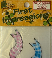 PINK/BLUE CHECKERED BOW BORDER First Impressions Rub-Ons(3″x 12″) Provo•Baby•Boy