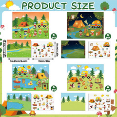 48 Set Summer Camp Sticker Scenes – 4 Different DIY Camping Crafts Kit