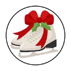 48 ICE SKATES ENVELOPE SEALS LABELS STICKERS 1.2″ ROUND