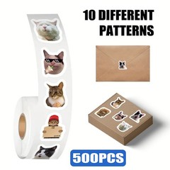 500Pcs/Roll Cute Cat Expression Meme Graffiti Stickers for Bicycle Hand Account