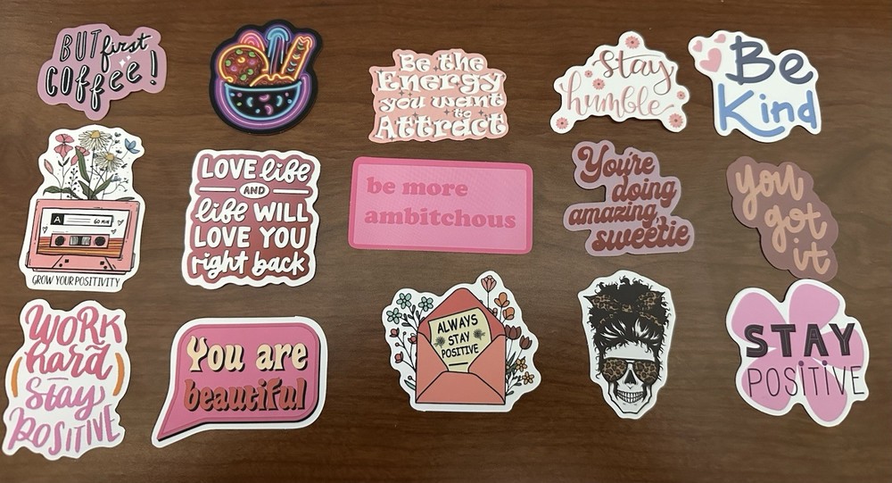 Lot of 15 Positive Affirmation Stickers Smile Happy Love