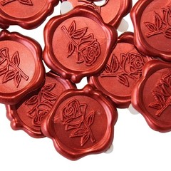 50pcs Red Rose Wax Seal Stickers, Rose Wax Seal, Red Rose Stickers for Envelo…