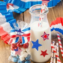 Patriotic Foam Stickers 4th of July American Flag Star Foam Decals Glitter Stars