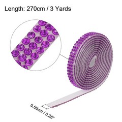 0.3 Inch 3 Yards Self Adhesive Crystal Rhinestone Diamond Ribbon Purple