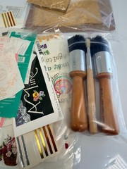 Craft Stencil & Art Lot: Journaling Genie Stickers Brushes & Gold Foil Sheets