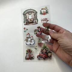 Christmas Stickers 6 Sheets Red Junk Journal Collage Planner Scrapbooking Cards