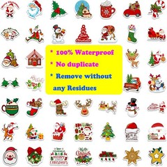 Christmas Theme Stickers, 100Pcs Vinyl Waterproof Merry Christmas Stickers for E