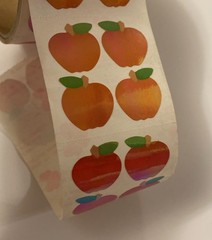 Vintage Great 7 Sticker Designs Roll Of Shiny Apple Sticker Squares