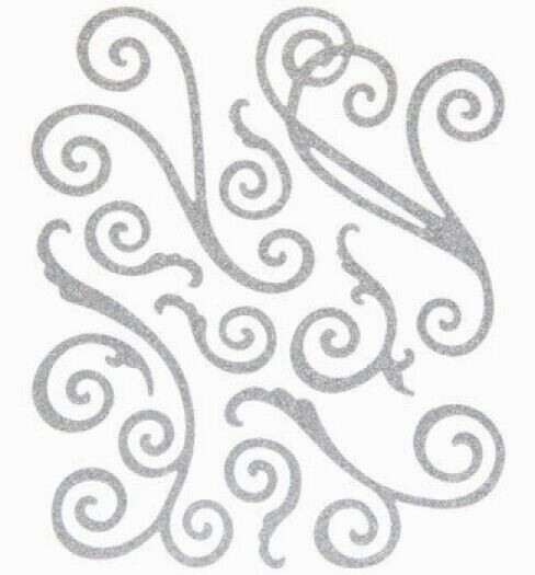 Swirl Swirls Flourish Bling Silver Glitter Accent Paper Studio Sticker
