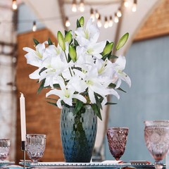 Lily Artificial Flowers Bulk 30” Long Stems 12 Silk Flower Heads Bouquet W