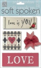 me & my BIG ideas Soft Spoken Embellishments – LOVE (SS-02) – 4 pcs