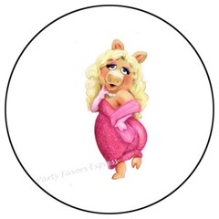 30 PIG PUPPET ENVELOPE SEALS LABELS STICKERS PARTY FAVORS 1.5″