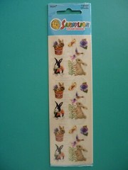 Sandylion Mylar Stickers SPRINGTIME BUNNIES Sealed Pkg (1) Sheet