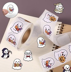 1,000 Piece Halloween Ghost Sticker Roll 8 Styles Self Adhesive Stickers