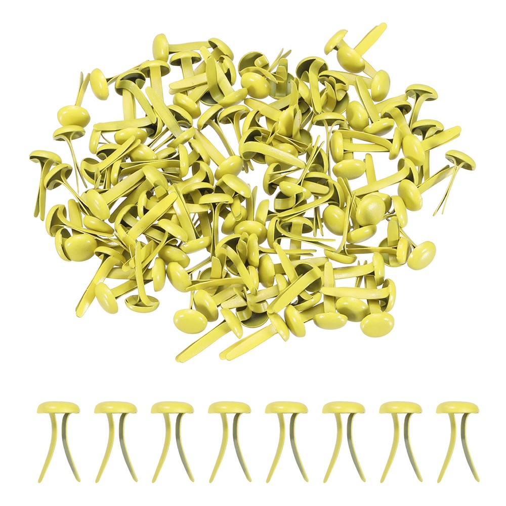 250Pcs Brads Paper Fasteners, 4.5×8 mm Metal Round Head Split Pins, Yellow