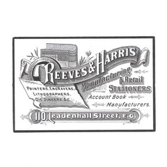 Reeves Harris Printer Engraver Lithographer London Vinyl Sticker Die Cut Retro