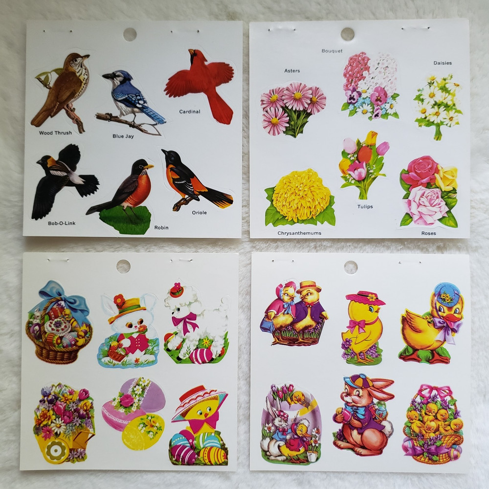 Vintage 1970s 1980s Sticker Sheet Lot, Eureka, Paper Magic, Spring Animals