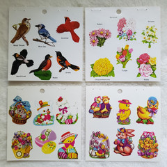 Vintage 1970s 1980s Sticker Sheet Lot, Eureka, Paper Magic, Spring Animals