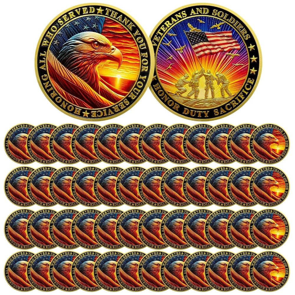 Military Challenge Coins 50 Pcs 1.57″ Diameter – Thank You for Your Service Gift