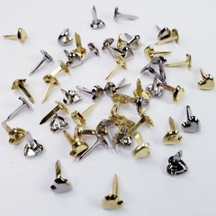 50 Mini Heart Brads Gold Silver Hearts Handmade Cards Junk Journal Embellishment